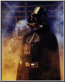 Darth Vader en cloud city, donde los gases resaltan su malefica apariencia