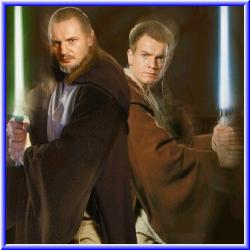 Los Jedi Obi-Wan Kenobi y su maestro Qui-Gon Jinn