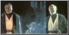 Anakin, Obi-Wan y Yoda acompaan en espirt a Luke en su victoria